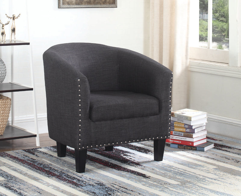 QFIF-6804 | Grey Fabric With Nail Heads Easy Chair
