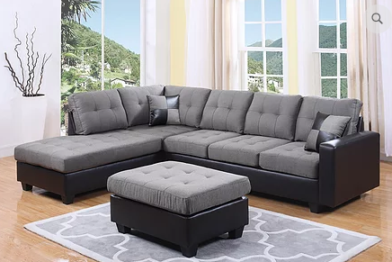 QFIF-9435/9436 | Sectional Sofa Reversible (Grey Fabric)