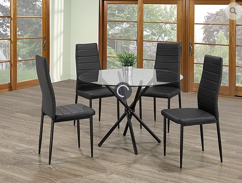 QFIF-T-1429/C-5053 | Tempered Clear Glass Table Dining Set