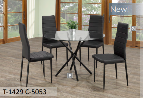 QFIF-T-1429/C-5059 | Tempered Clear Glass Table Dining Set