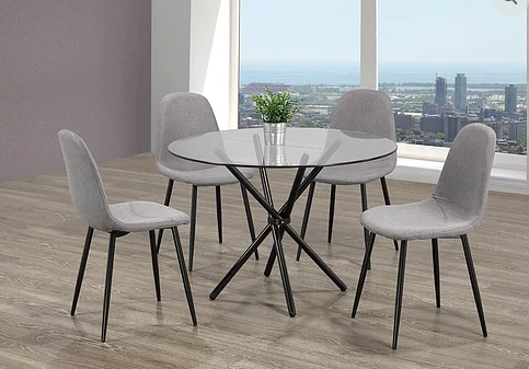 QFIF-T-1429/C-1745 | Tempered Clear Glass Table Dining Set