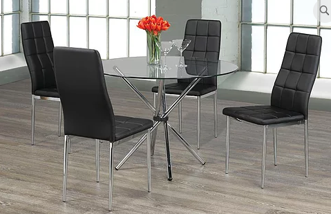 QFIF-T-1430/C-1770 | Tempered Clear Glass Table Dining Set