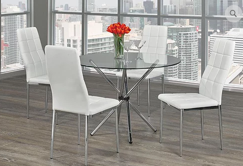 QFIF-T-1430/C-1771 | Tempered Clear Glass Table Dining Set