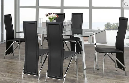 QFIF-T-5057/ C-5070 | Clear Glass Table Dining Set