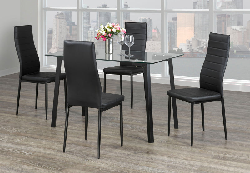 QFIF-T-5058/ C-5053  | Tempered Clear Glass With Black Legs Dining Set