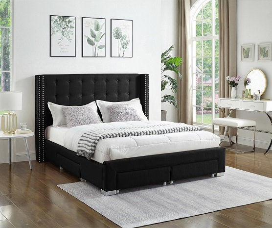 QFIF-5329 | Black Fabric Wing Bed