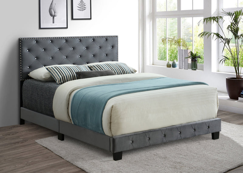 QFIF-5650 | Grey Velvet Bed
