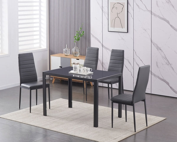 QFIF-5050 | Tempered Grey Glass Dining Set
