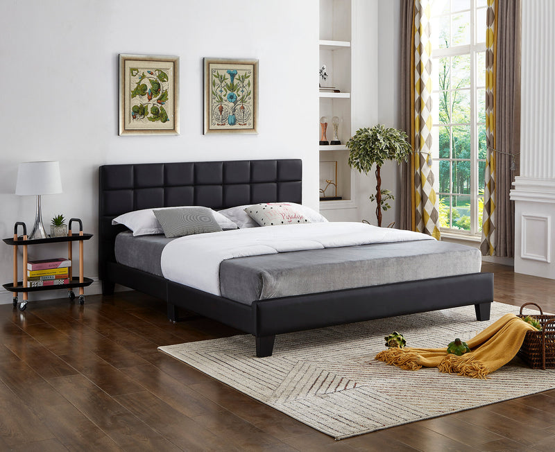 QFIF-5420 | Black PU Bed with Padded Headboard