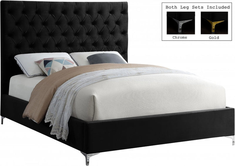 QFIF-5643 | Black Velvet Fabric Bed