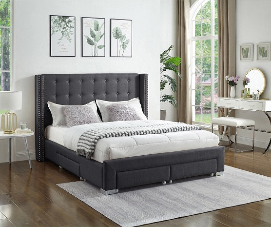 QFIF-5327 | Grey Fabric Wing Bed