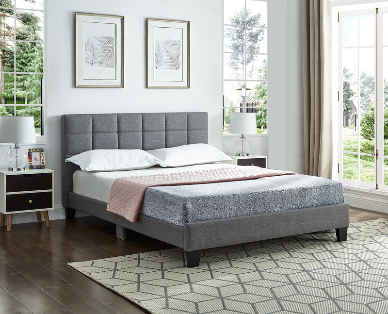 QFIF-5423 | Grey Fabric Bed with Padded Headboard