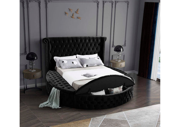 QFIF-5773 | Black Velvet Fabric Bed