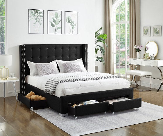 QFIF-5329 | Black Fabric Wing Bed