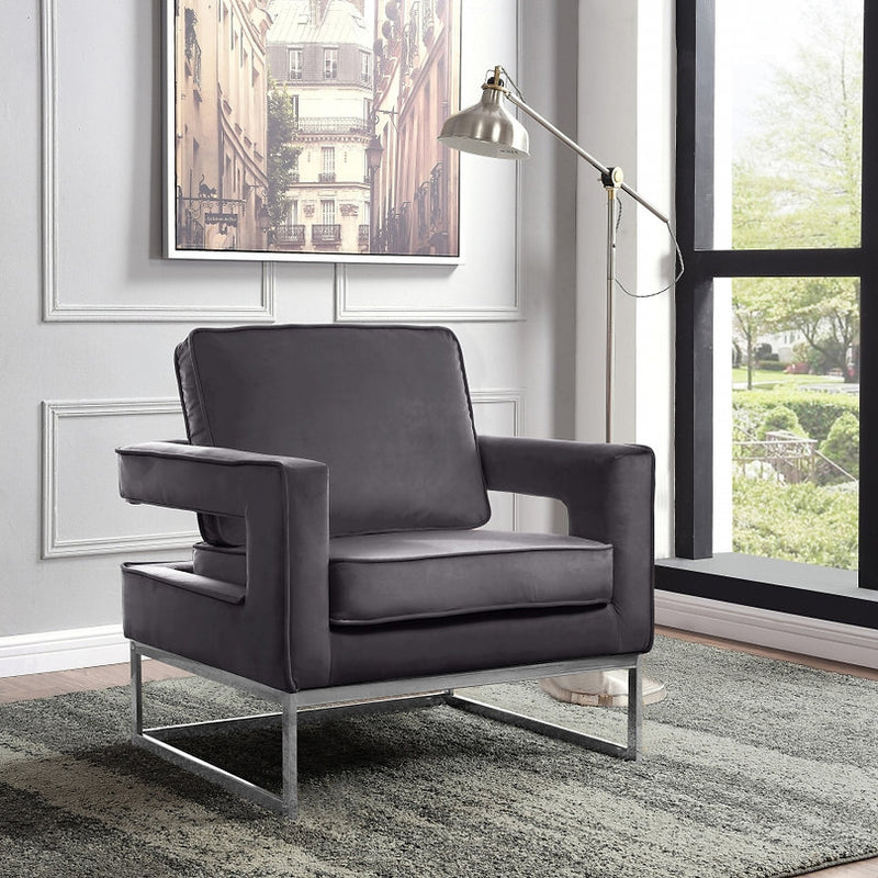 QFIF-6850 | Grey Velvet Accent Chair