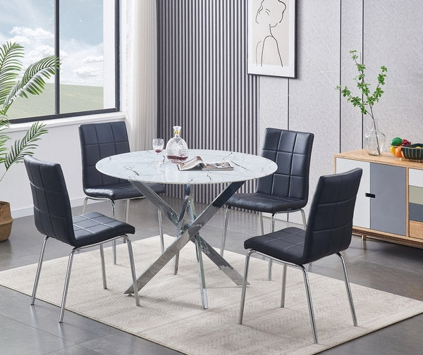 QFIF-1445 | Tempered White Marble Glass Dining Table