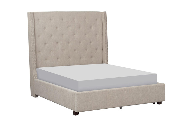 Fairborn Beige and Grey Fabric Platform Bed