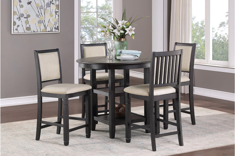 Asher 5 pieces 2-tone brown and black Counter Height dining set