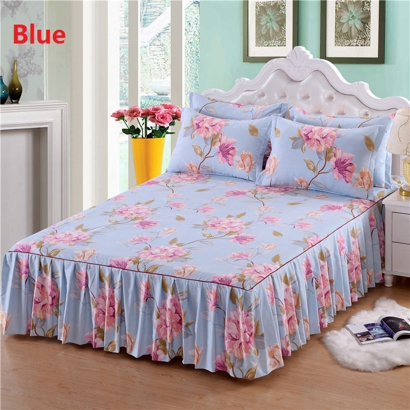 Flower Style Warm Sanding Thickened Pillow Case Bed Skirt  Bed Cover Fitted Sheet Single/Twin/full Queen/King Bed Skirt Dust Ruf
