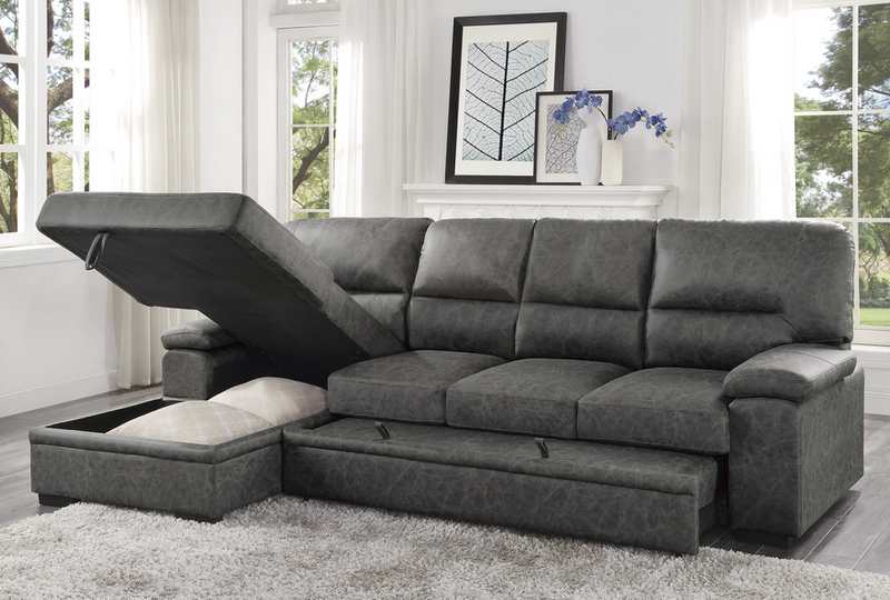 QFMZ-9407DG-SC | Sectional with Pull-out Bed
